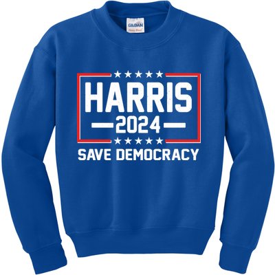 Kamala Harris 2024 Save Democracy Kids Sweatshirt