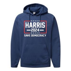 Kamala Harris 2024 Save Democracy Performance Fleece Hoodie