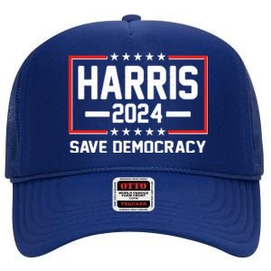 Kamala Harris 2024 Save Democracy High Crown Mesh Back Trucker Hat