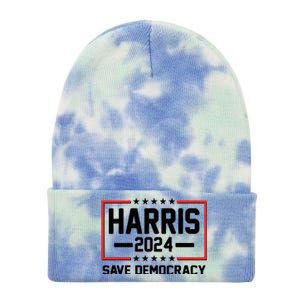 Kamala Harris 2024 Save Democracy Tie Dye 12in Knit Beanie