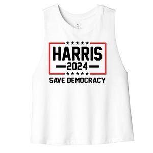 Kamala Harris 2024 Save Democracy Women's Racerback Cropped Tank