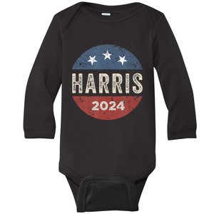 Kamala Harris 2024 For President Campaign Us Flag Baby Long Sleeve Bodysuit