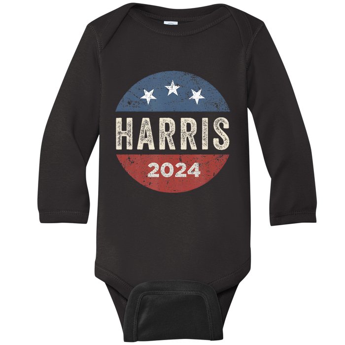 Kamala Harris 2024 For President Campaign Us Flag Baby Long Sleeve Bodysuit