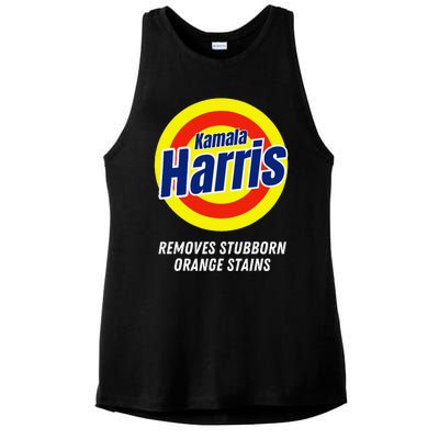 Kamala Harris 2024 Removes Stubborn Orange Stains Humorous Ladies PosiCharge Tri-Blend Wicking Tank