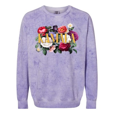 Kamala Harris 2024 Cute Beautiful Floral Flowers Colorblast Crewneck Sweatshirt