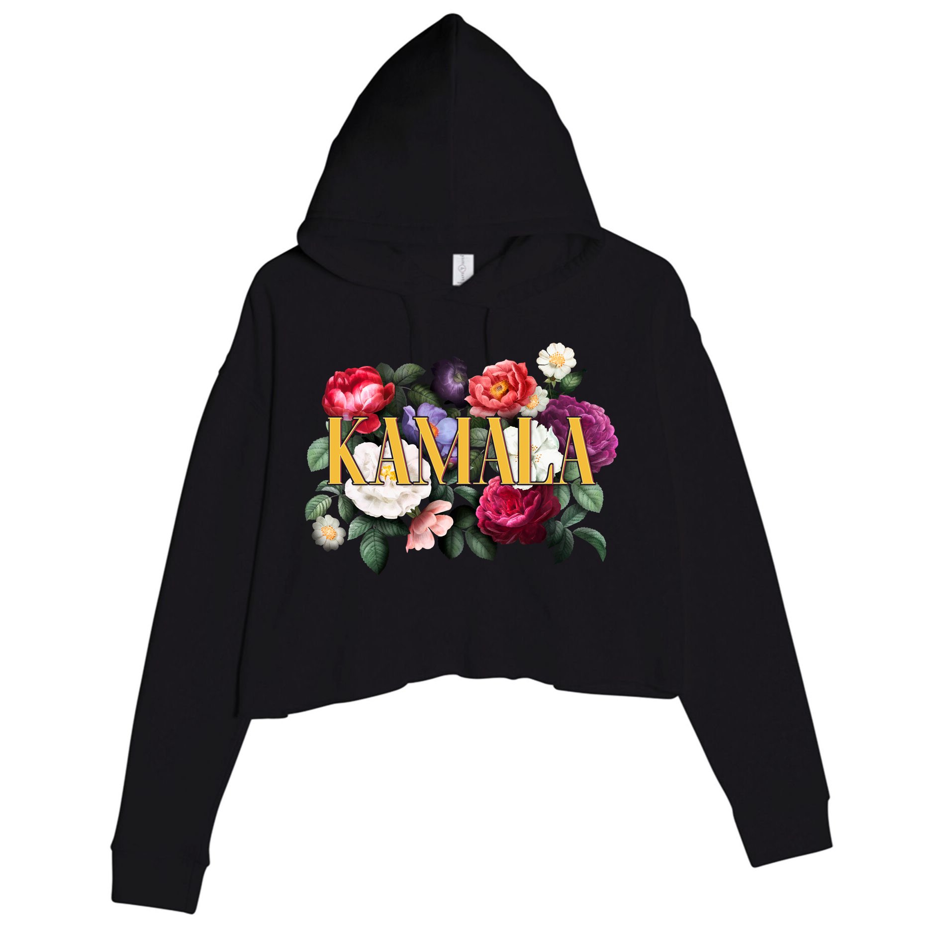 Kamala Harris 2024 Cute Beautiful Floral Flowers Crop Fleece Hoodie