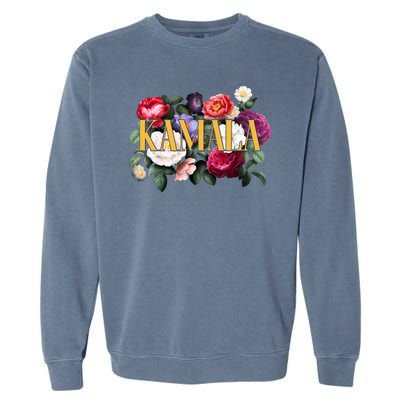 Kamala Harris 2024 Cute Beautiful Floral Flowers Garment-Dyed Sweatshirt