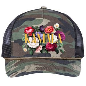 Kamala Harris 2024 Cute Beautiful Floral Flowers Retro Rope Trucker Hat Cap