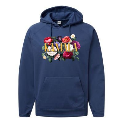 Kamala Harris 2024 Cute Beautiful Floral Flowers Performance Fleece Hoodie