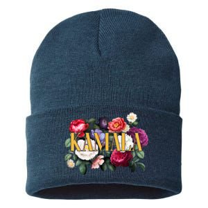 Kamala Harris 2024 Cute Beautiful Floral Flowers Sustainable Knit Beanie