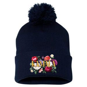 Kamala Harris 2024 Cute Beautiful Floral Flowers Pom Pom 12in Knit Beanie