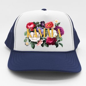 Kamala Harris 2024 Cute Beautiful Floral Flowers Trucker Hat