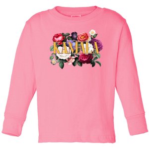 Kamala Harris 2024 Cute Beautiful Floral Flowers Toddler Long Sleeve Shirt