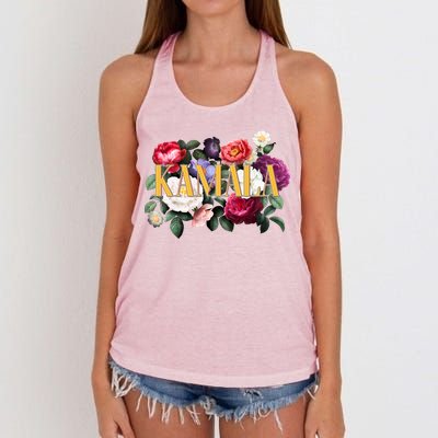 Kamala Harris 2024 Cute Beautiful Floral Flowers Women's Knotted Racerback Tank