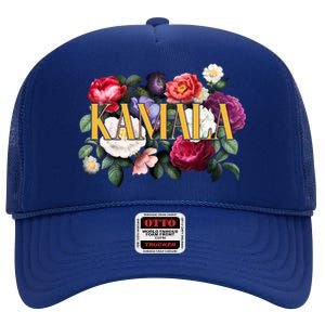 Kamala Harris 2024 Cute Beautiful Floral Flowers High Crown Mesh Back Trucker Hat