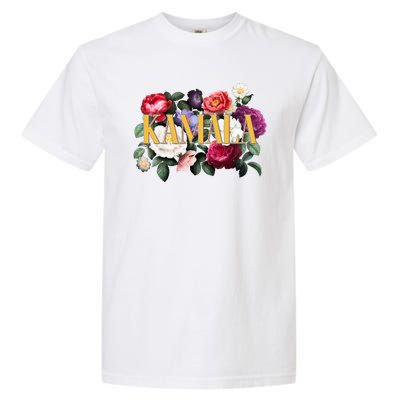 Kamala Harris 2024 Cute Beautiful Floral Flowers Garment-Dyed Heavyweight T-Shirt