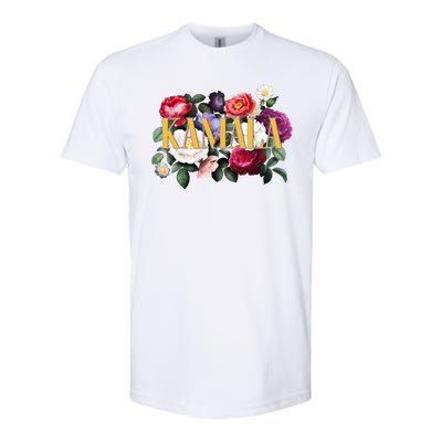 Kamala Harris 2024 Cute Beautiful Floral Flowers Softstyle CVC T-Shirt