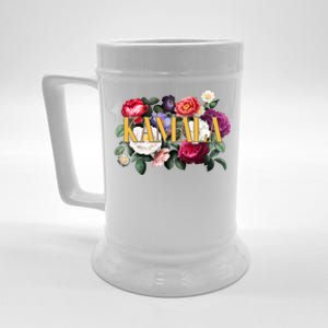 Kamala Harris 2024 Cute Beautiful Floral Flowers Beer Stein