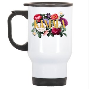 Kamala Harris 2024 Cute Beautiful Floral Flowers Stainless Steel Travel Mug