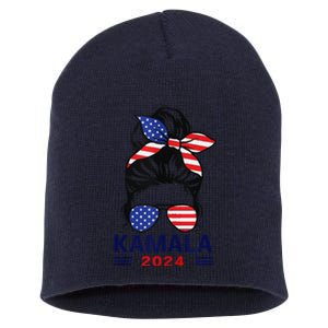 Kamala Harris 2024 President Women America Flag Vote Gift Short Acrylic Beanie