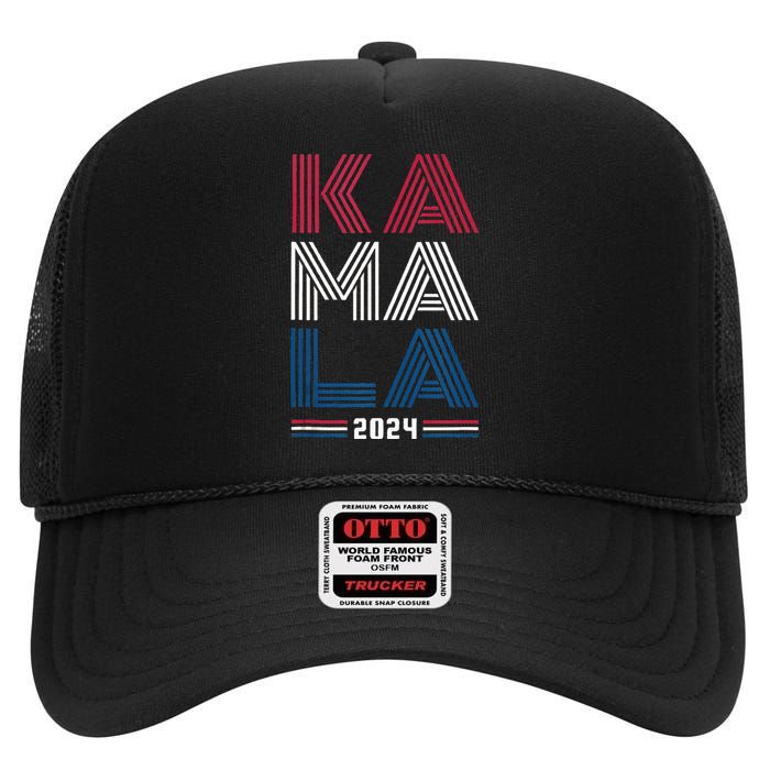 Kamala Harris 2024 For President Campaign High Crown Mesh Back Trucker Hat