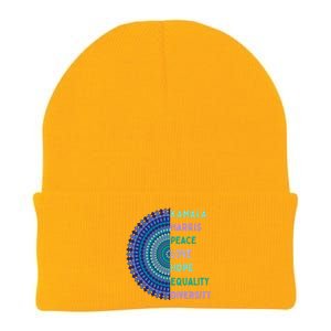 Kamala Harris 2024. Peace Love Hope Equality Diversity Gift Knit Cap Winter Beanie