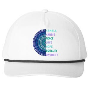 Kamala Harris 2024. Peace Love Hope Equality Diversity Gift Snapback Five-Panel Rope Hat