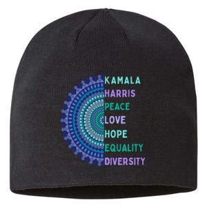 Kamala Harris 2024. Peace Love Hope Equality Diversity Gift Sustainable Beanie