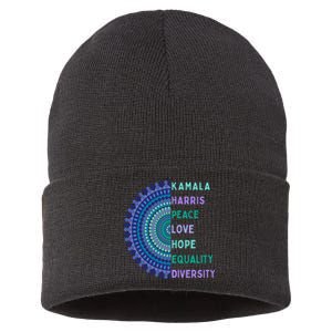 Kamala Harris 2024. Peace Love Hope Equality Diversity Gift Sustainable Knit Beanie