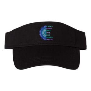 Kamala Harris 2024. Peace Love Hope Equality Diversity Gift Valucap Bio-Washed Visor