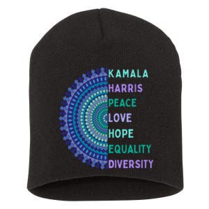 Kamala Harris 2024. Peace Love Hope Equality Diversity Gift Short Acrylic Beanie