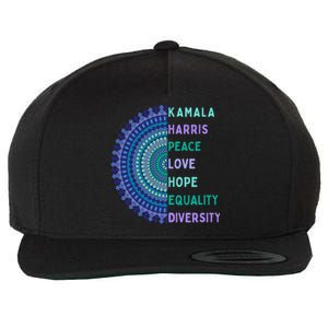 Kamala Harris 2024. Peace Love Hope Equality Diversity Gift Wool Snapback Cap