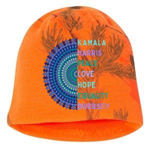 Kamala Harris 2024. Peace Love Hope Equality Diversity Gift Kati - Camo Knit Beanie