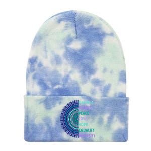 Kamala Harris 2024. Peace Love Hope Equality Diversity Gift Tie Dye 12in Knit Beanie