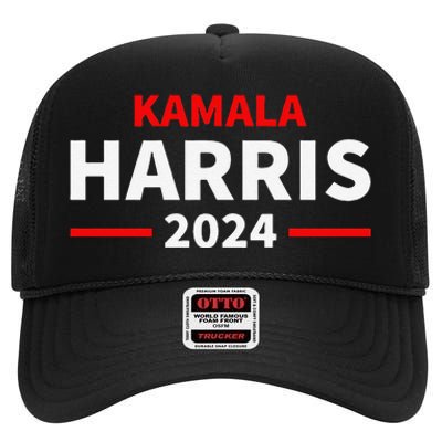 Kamala Harris 2024 High Crown Mesh Back Trucker Hat