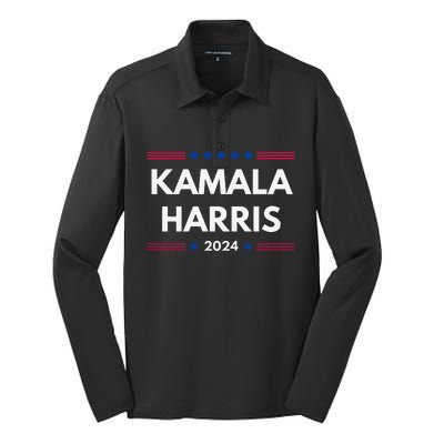 Kamala Harris 2024 For President Silk Touch Performance Long Sleeve Polo