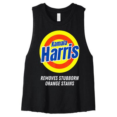 Kamala Harris 2024 Removes Stubborn Orange Stains Humorous Women's Racerback Cropped Tank