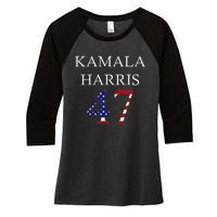 Kamala Harris 2024 For President Kamala Harris 47 Women's Tri-Blend 3/4-Sleeve Raglan Shirt