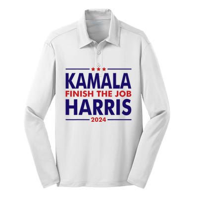 Kamala Harris 2024 LetS Finish The Job 2024 Silk Touch Performance Long Sleeve Polo