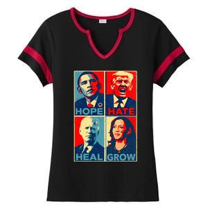 Kamala Harris 2024 President Campaign Hope Hate Heal Grow Ladies Halftime Notch Neck Tee