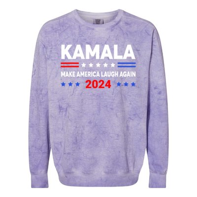 Kamala Harris 2024 Make America Laugh Agin Colorblast Crewneck Sweatshirt