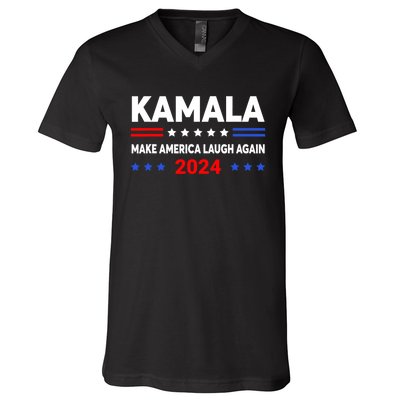 Kamala Harris 2024 Make America Laugh Agin V-Neck T-Shirt