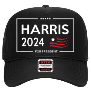 Kamala Harris 2024 For President Campaign High Crown Mesh Back Trucker Hat