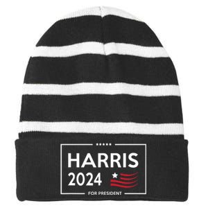 Kamala Harris 2024 For President Campaign Striped Beanie with Solid Band