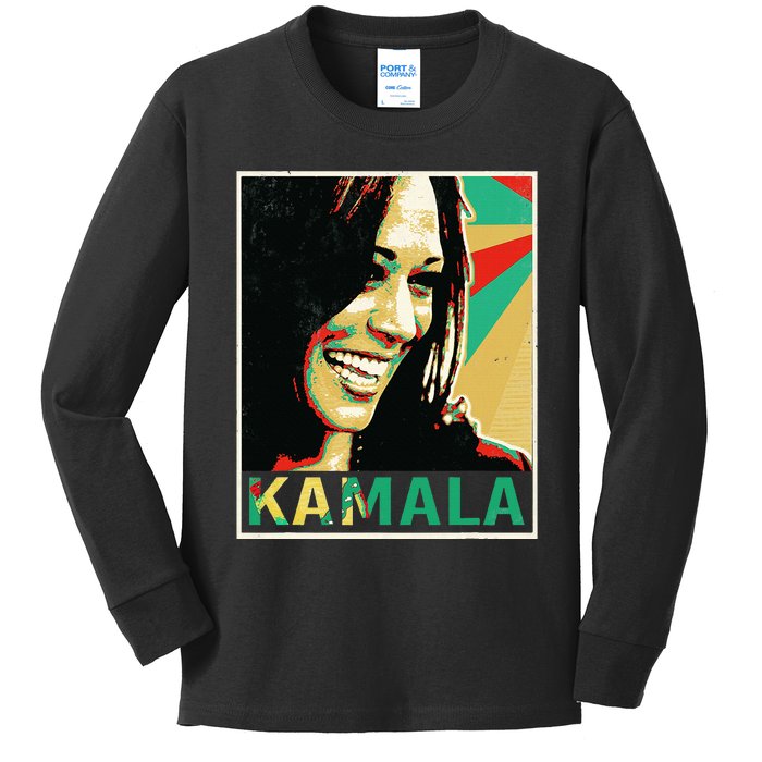 Kamala Harris 2024 Kamala For President Kids Long Sleeve Shirt