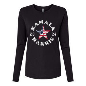 Kamala Harris 2024 President American Flag Vote Kamala Womens Cotton Relaxed Long Sleeve T-Shirt