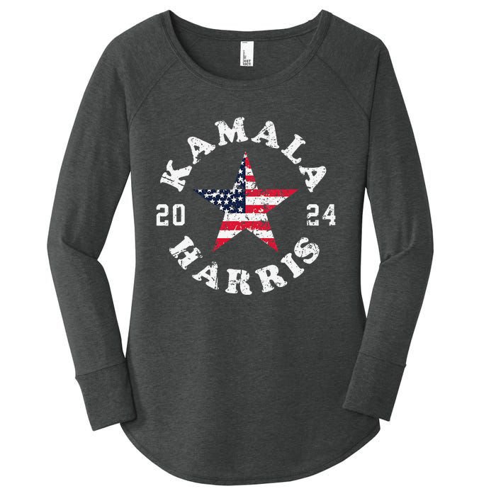 Kamala Harris 2024 President American Flag Vote Kamala Women's Perfect Tri Tunic Long Sleeve Shirt