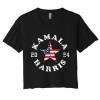 Kamala Harris 2024 President American Flag Vote Kamala Women's Crop Top Tee