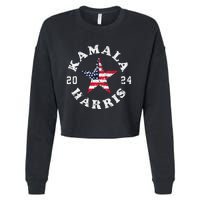 Kamala Harris 2024 President American Flag Vote Kamala Cropped Pullover Crew