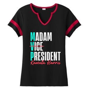 Kamala Harris 2024 Madam President Mvp 24 Democrat Ladies Halftime Notch Neck Tee